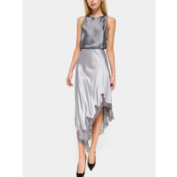 Women’s CAMI NYC Analu Asymmetric Stretch Silk
Midi Skirt in Gray SZ M - Picture 1 of 8